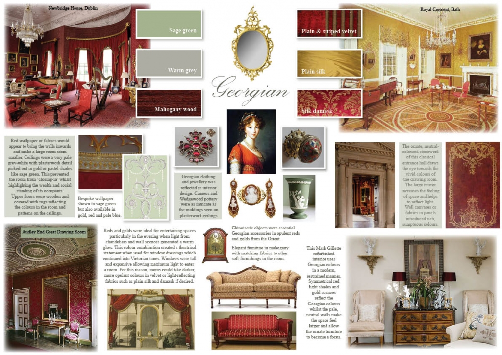 If you're looking for an authentic period feel, nothing says Georgian more than symmetry. For design inspiration, turn to stately homes where interior decoration was designed by the architect, creating a harmonious elegance which has stood the test of time. Using a pared-down neutral back-drop with striking, symmetrical accessories and accent colours, you can create a traditional feel in a more modest, contemporary setting.